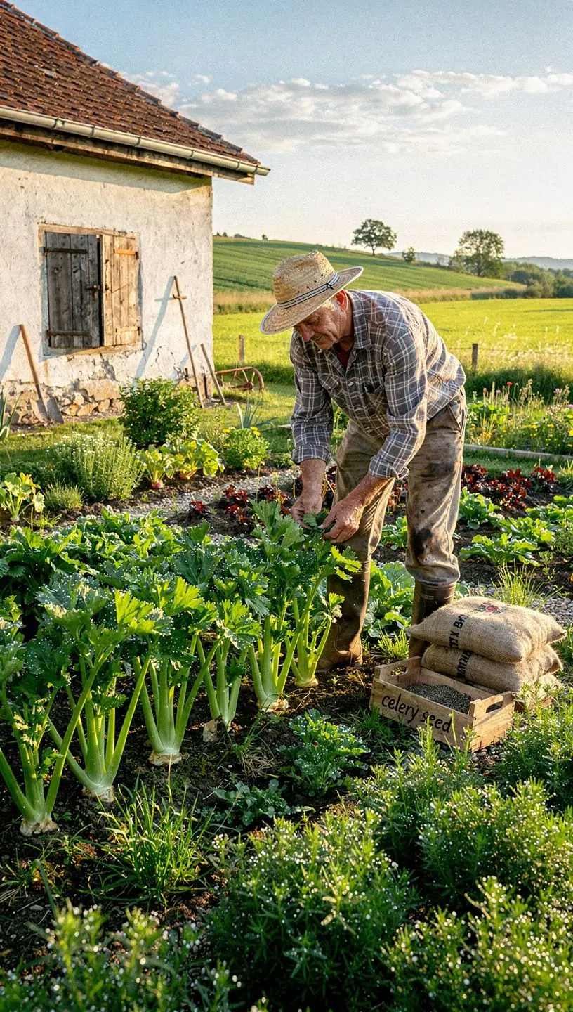 Ízletes gyógynövények szárítása, zeller magokkal.